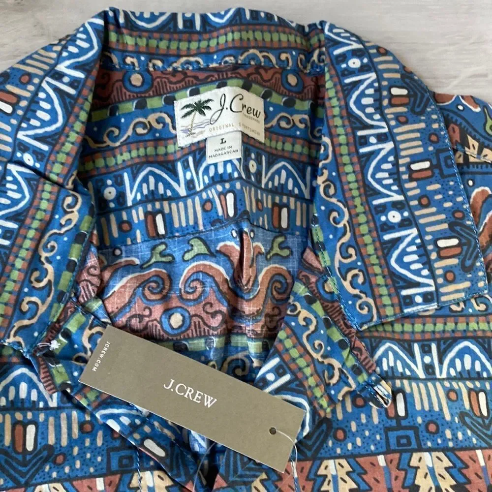 J Crew Short-sleeve‎ slub cotton shirt L Nwt see actual photo can’t find stock